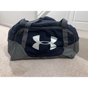 Under Armour UA Storm Duffle Bag Navy Blue Gray OSFM Water Resistant Gym Travel